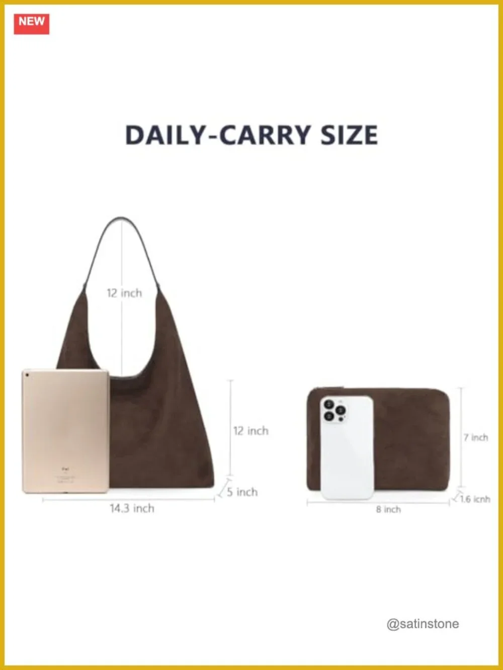 Faux Suede Slouchy Hobo Tote with Removable Pouch for Women